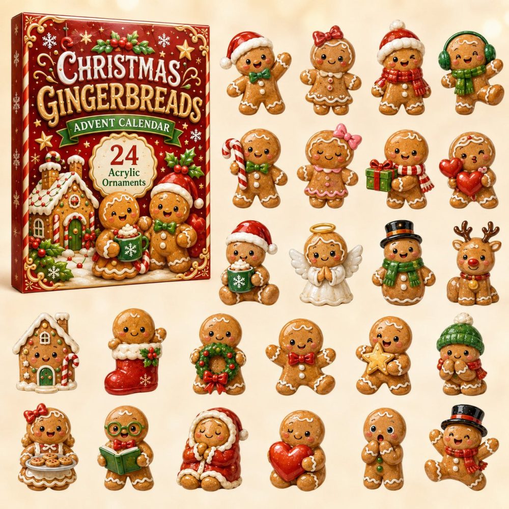 Gingerbread Christmas Advent Calendar — 24-Day Sweet Countdown With Acrylic Gingerbread Charms, Festive Kitchen & Family Gift