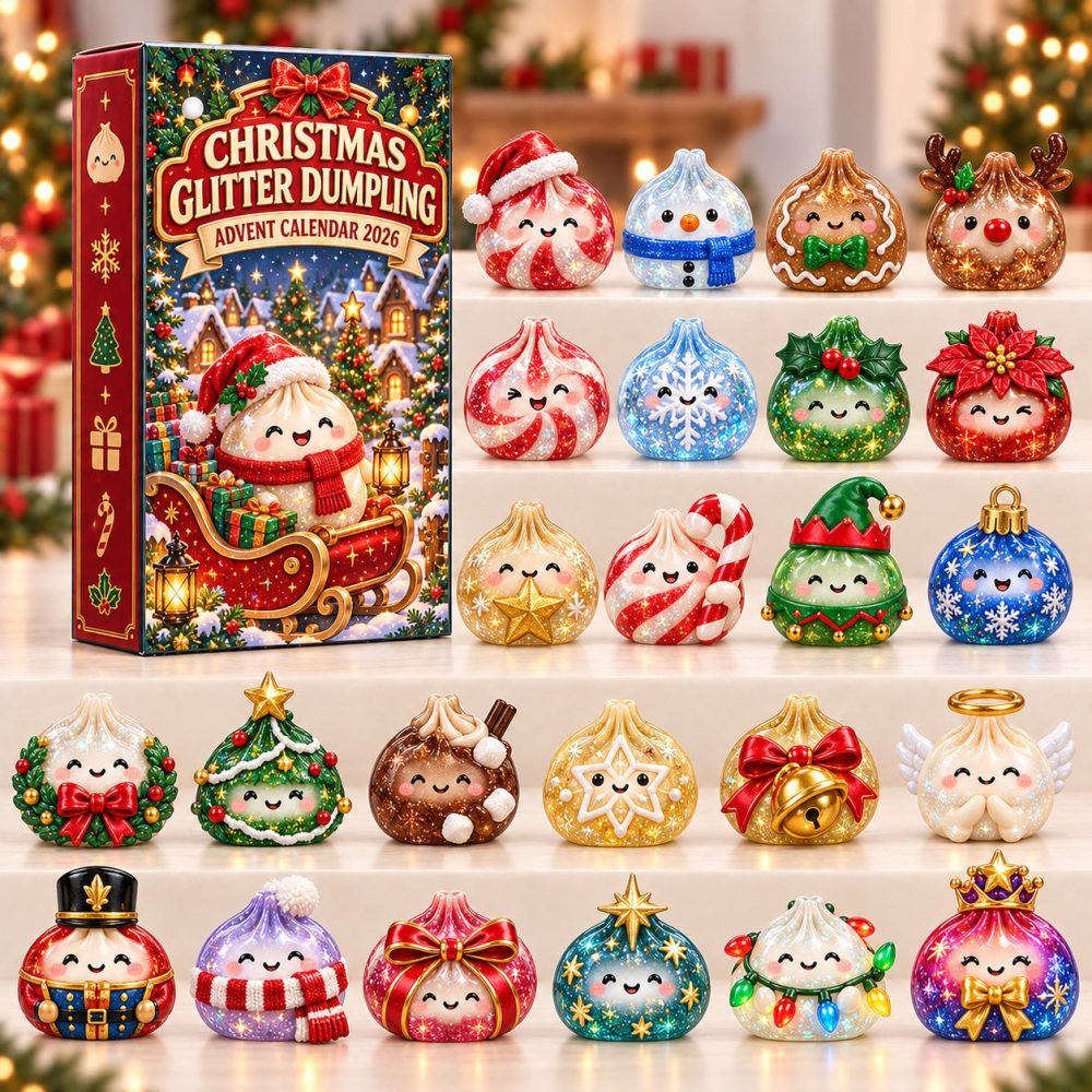 2026 Christmas Glitter Dumpling Advent — 24 Shiny Acrylic Dumpling Charms, Sparkling Holiday Countdown For Cute Collectors & Gift Giving