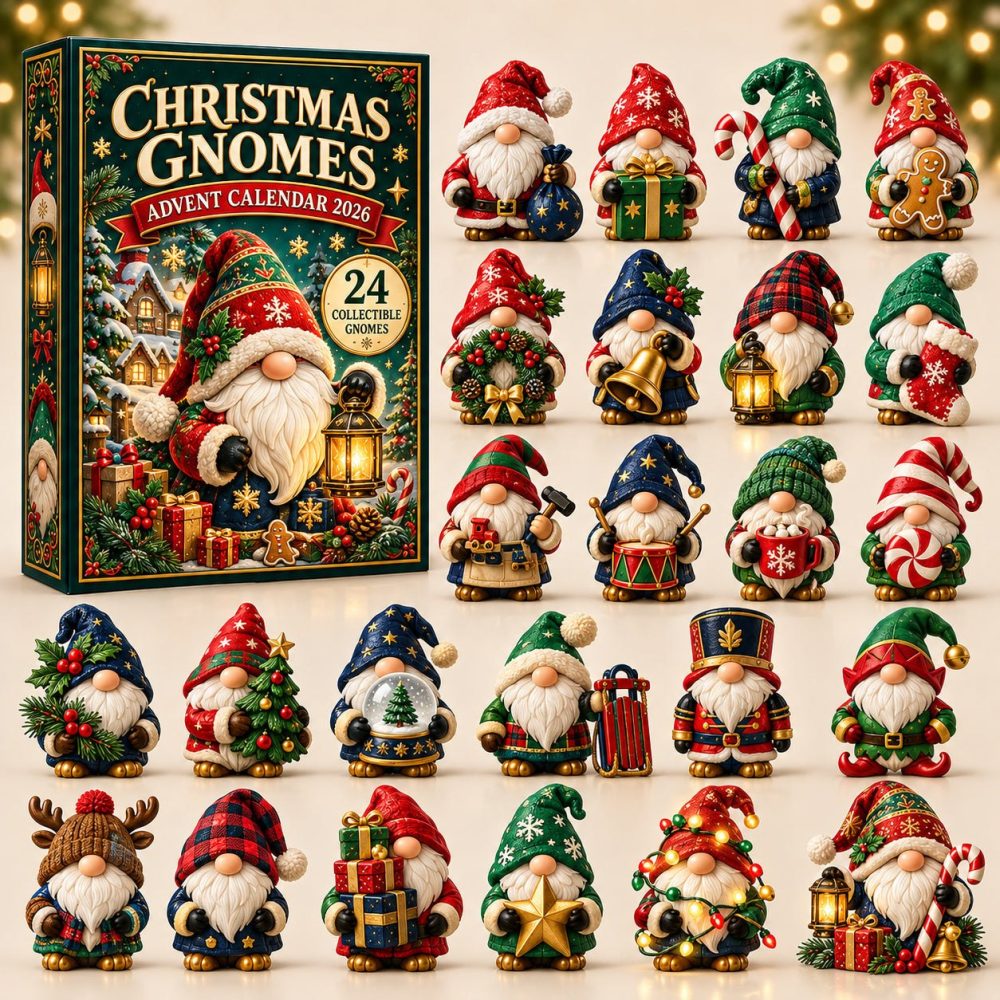 Charming Christmas Gnome Advent Calendar 2026 — 24 Festive Acrylic Gnome Charms, Ready-To-Hang Holiday Gift & Decor