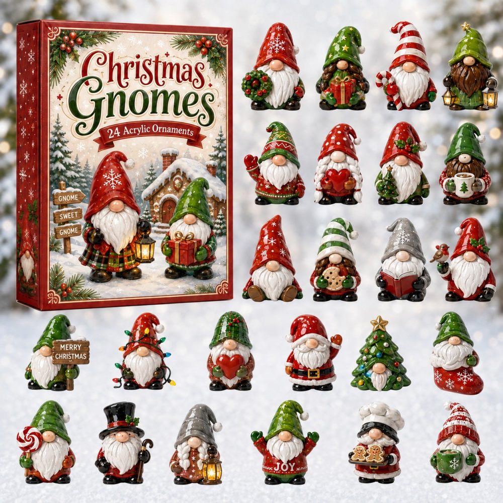 Christmas Gnomes Advent Calendar — 24-Day Seasonal Countdown With Colorful Acrylic Gnome Charms, Cute Holiday Decor & Gift Idea
