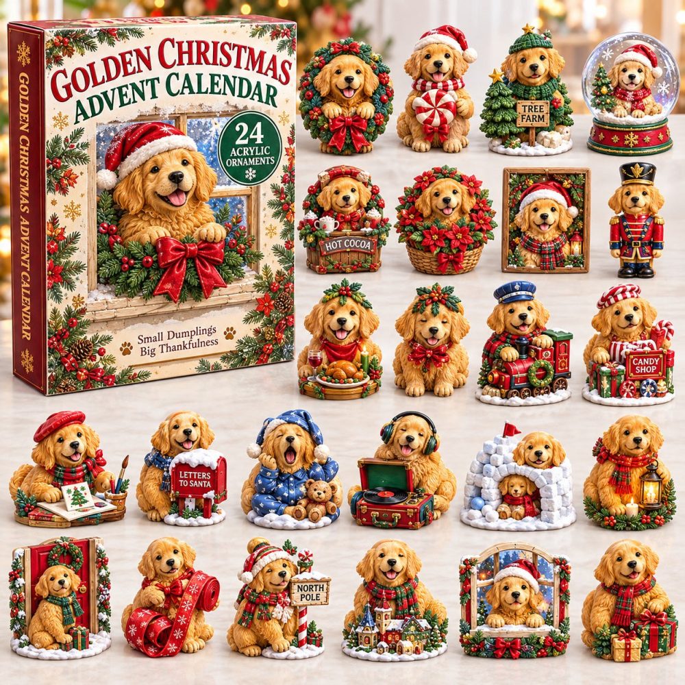 Festive Golden Retriever Christmas Advent Calendar 2026 — 24-Day Acrylic Charms, Holiday Dog-Themed Countdown Gift, Limited Edition
