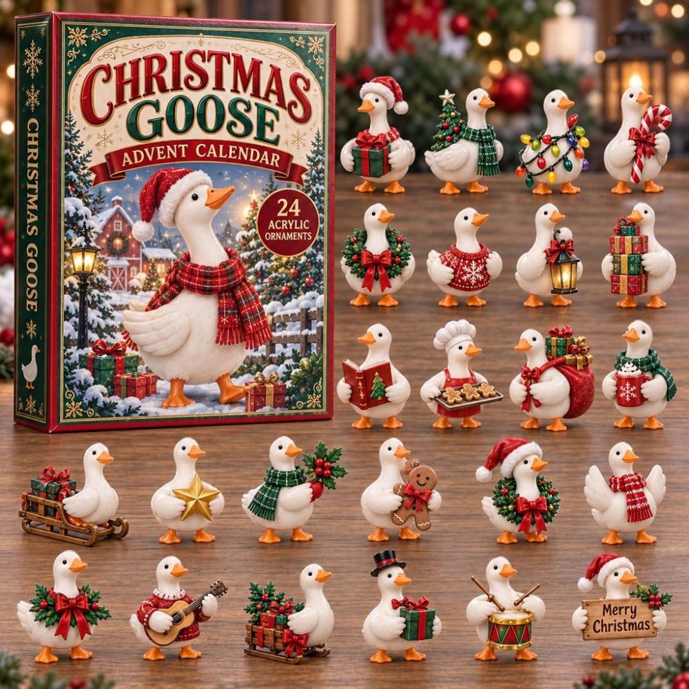 2026 Goose 24-Day Acrylic Charm Holiday Countdown — Reusable Farmyard Advent Calendar, Unique Christmas Gift Idea