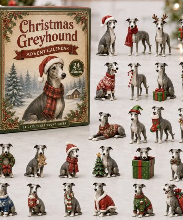 Greyhound Festive Family 24-Day Advent Calendar 2026 — Acrylic Holiday Charms, Family-Friendly Greyhound Gift & Decor