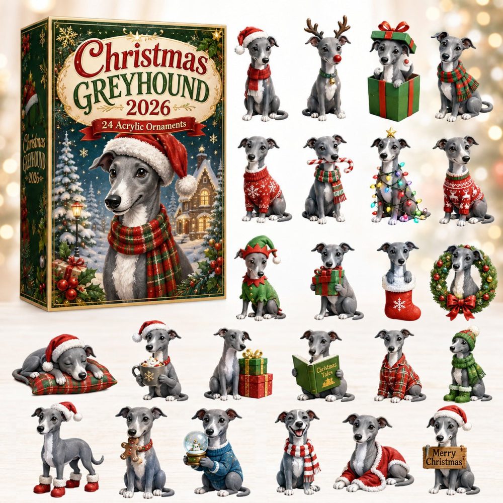 2026 Greyhound Winter Boots Advent Calendar - 24 Acrylic Charm Surprises, Cozy Canine Countdown Gift For Dog Lovers