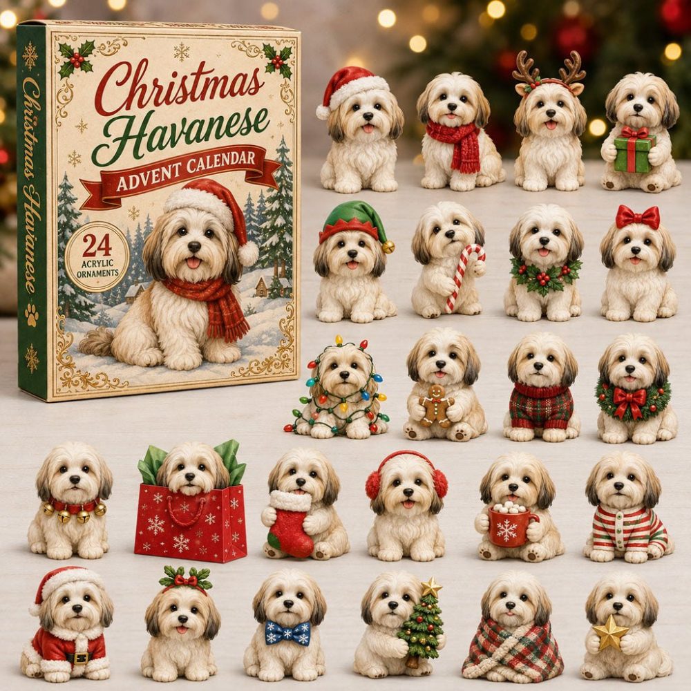 2026 Havanese Holiday Countdown Calendar — 24-Day Acrylic Charm Advent Set, Charming Dog Gift & Festive Home Décor For Fans