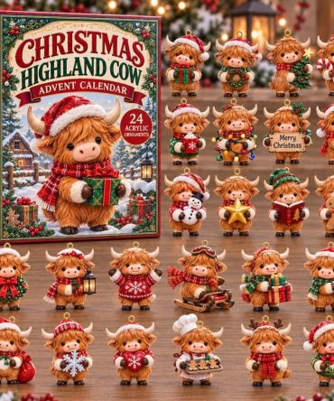 2026 Highland Cow Calf 24-Day Acrylic Charm Countdown — Reusable Cozy Farmhouse Advent Calendar, Ideal Christmas Gift
