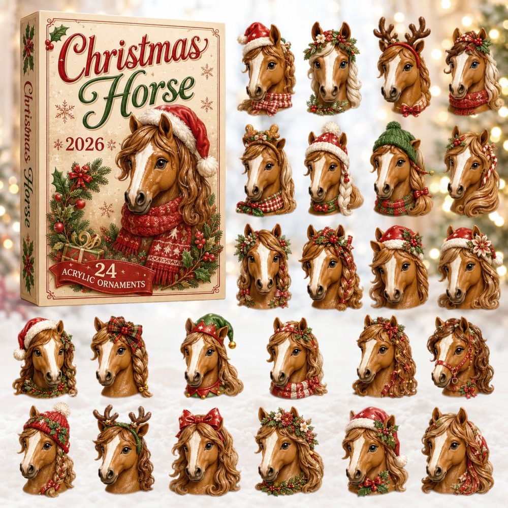 Festive Horse Holiday Advent Calendar 2026 — 24-Day Collectible Acrylic Charms, Luxury Equestrian Countdown Gift