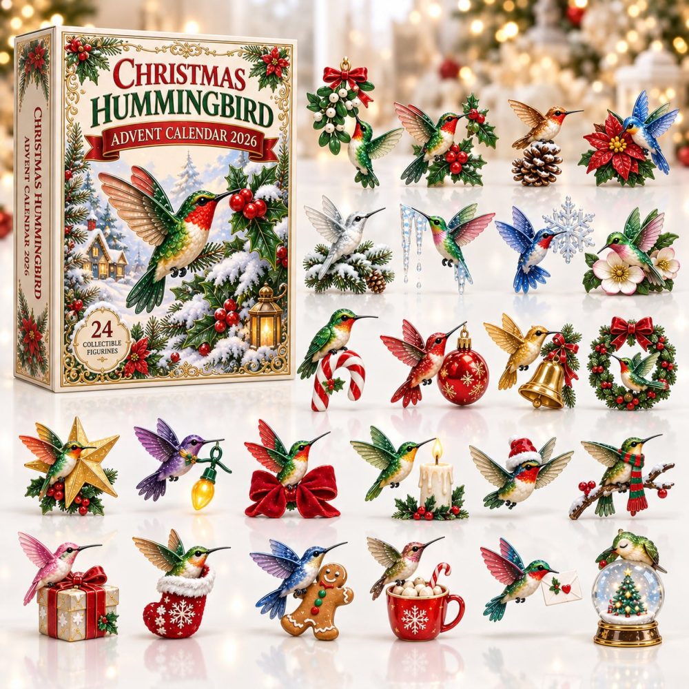 2026 Christmas Hummingbird Advent Calendar — 24 Delicate Acrylic Hummingbird Charms, Elegant Holiday Countdown Gift For Nature Lovers