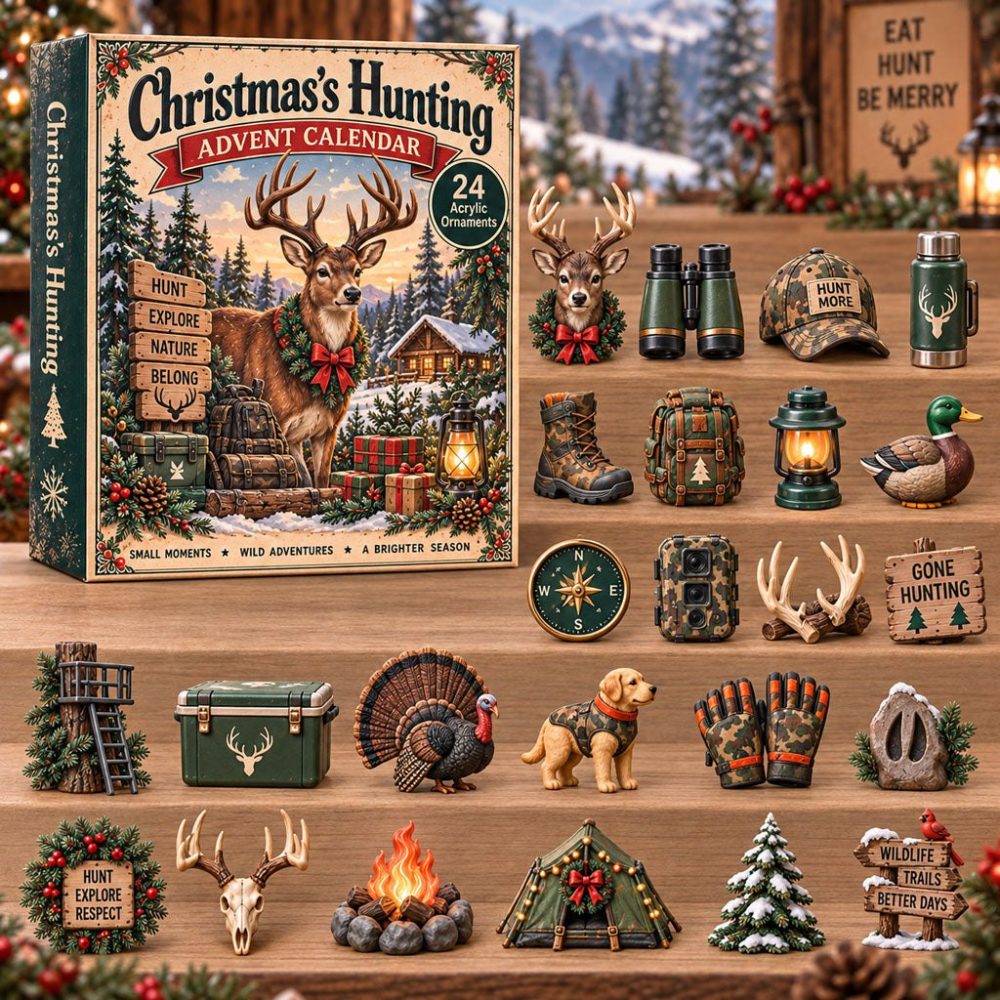 Hunting & Outdoors Advent 2026 — 24-Day Christmas Countdown With Acrylic Game Charms, Rustic Collector Ornaments & Gifts For Hunters