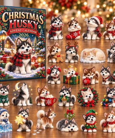 2026 Husky Puppy Christmas 24-Day Advent Countdown With Cute Acrylic Charms - Adorable Dog Lover Holiday Countdown & Gift Calendar