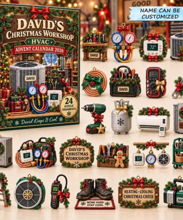 Christmas Hvac Festive Countdown 2026 — 24 Acrylic Charms, Seasonal Gift For Technicians, Tree & Workshop Decor