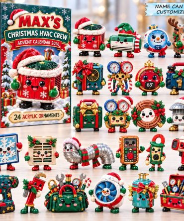 Santa’S Workshop Hvac Advent Calendar 2026 — 24 Festive Acrylic Charms, Christmas Countdown Gift For Hvac Fans & Makers