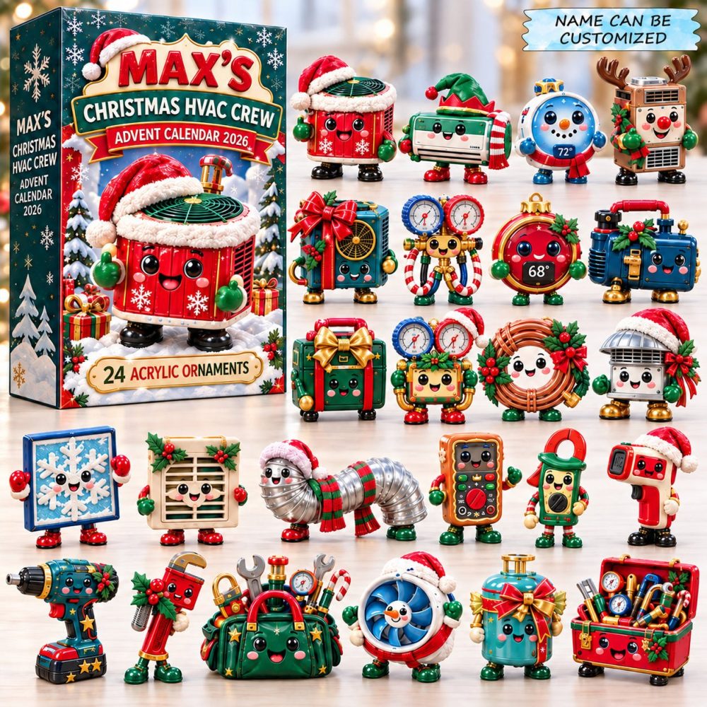 Santa’S Workshop Hvac Advent Calendar 2026 — 24 Festive Acrylic Charms, Christmas Countdown Gift For Hvac Fans & Makers