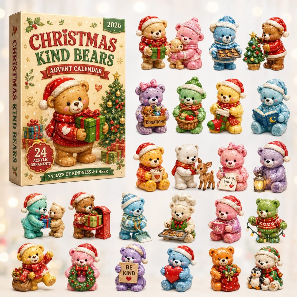 2026 Kind Bears Holiday Advent Calendar — 24-Day Positive-Message Countdown With Acrylic Charms, Thoughtful Christmas Gift & Decorative Keepsake
