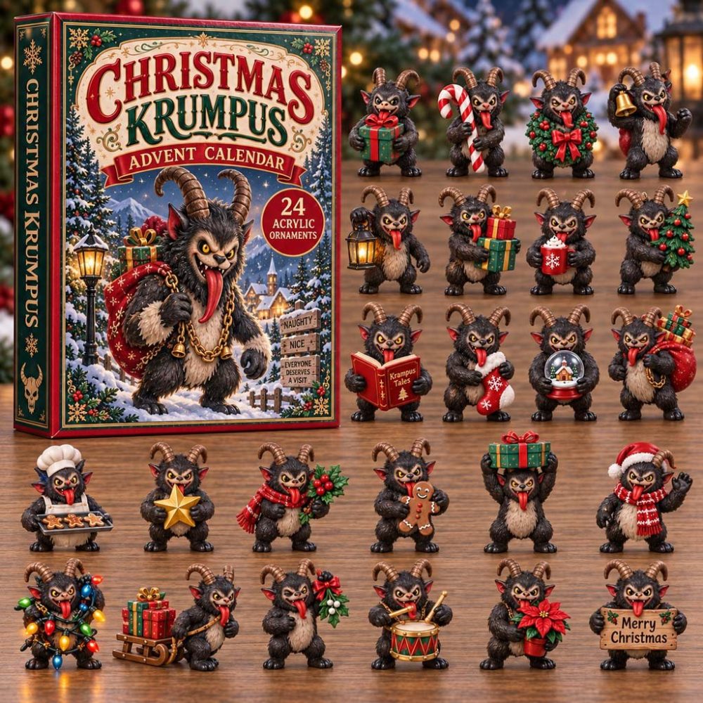 2026 Krampus 24-Day Acrylic Charm Countdown — Spooky-Fun Holiday Advent Calendar, Reusable Gothic Christmas Gift