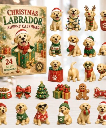 Labrador Gift Box Advent Calendar — 24-Day Surprise Countdown With Acrylic Charms, Ready-Made Dog Lover Present & Holiday Keepsake