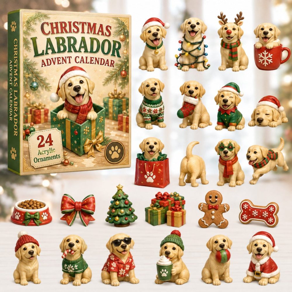 Labrador Gift Box Advent Calendar — 24-Day Surprise Countdown With Acrylic Charms, Ready-Made Dog Lover Present & Holiday Keepsake