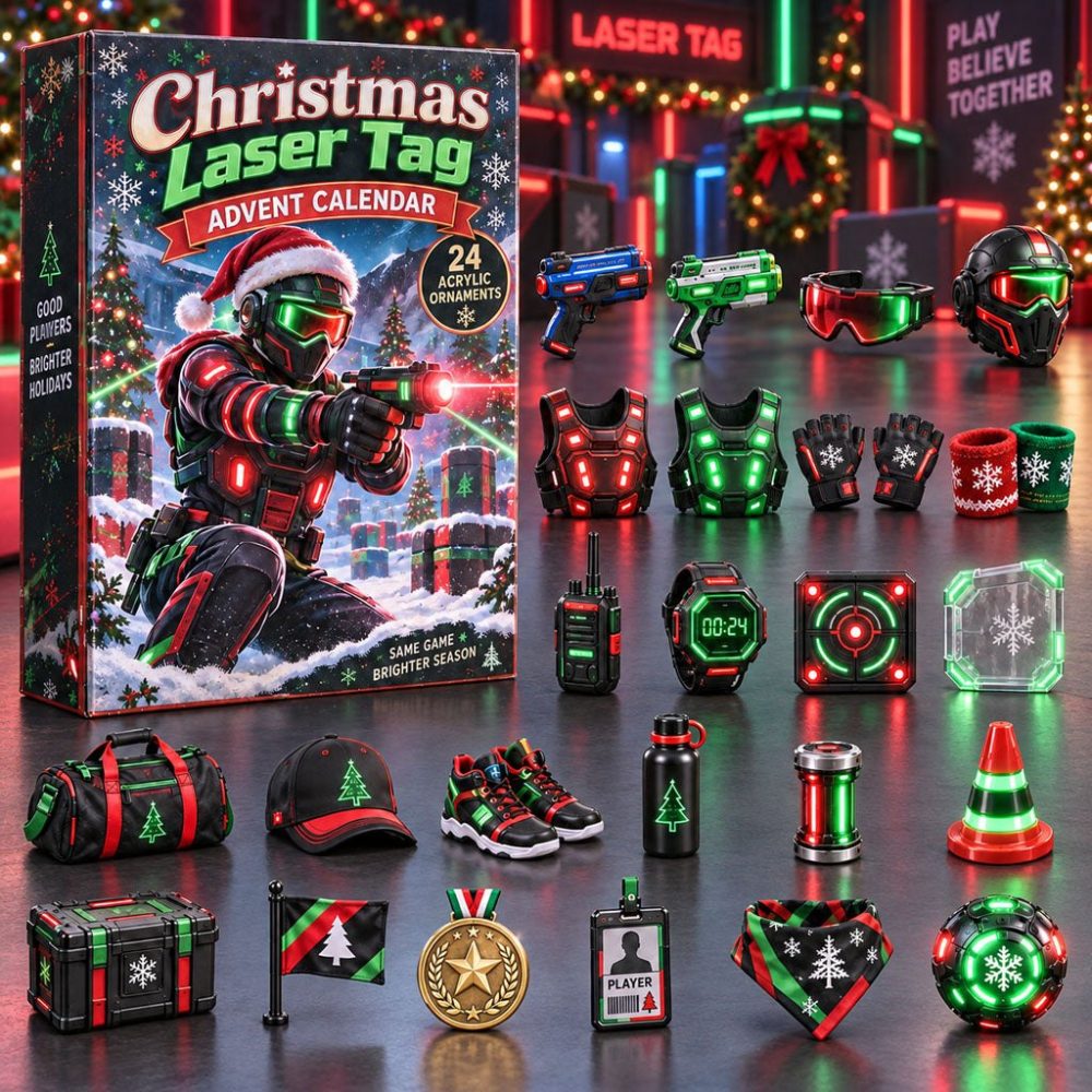 Christmas Laser Tag Advent Calendar 2026 - 24-Day Holiday Gamer Countdown With Acrylic Charms, Festive Collectible Gift For Kids