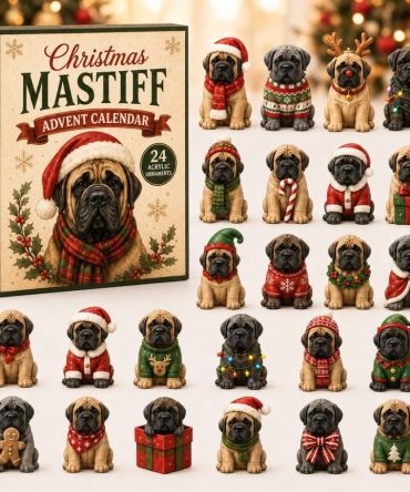 Mastiff Holiday Countdown 2026 - 24-Day Acrylic Charm Advent Calendar, Large Dog Christmas Gift & Festive Home Decor Accent