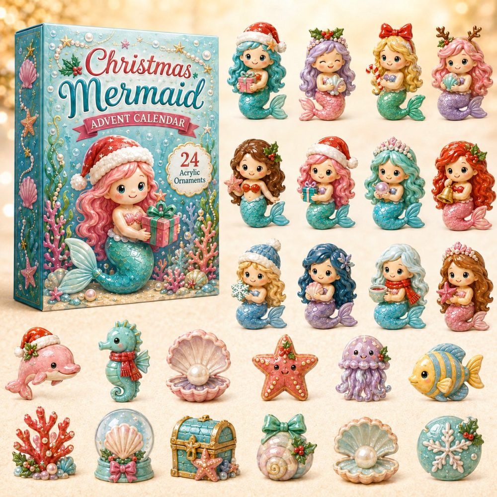 2026 Mermaid Holiday Advent Calendar — 24-Day Acrylic Charm Underwater Theme Countdown, Magical Gift For Mermaid Fans & Kids