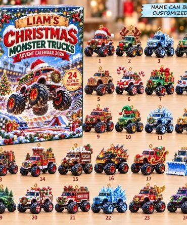 2026 Monster Trucks Christmas 24-Day Advent Countdown With Big Wheel Acrylic Charms - Extreme Vehicle Holiday Countdown Calendar
