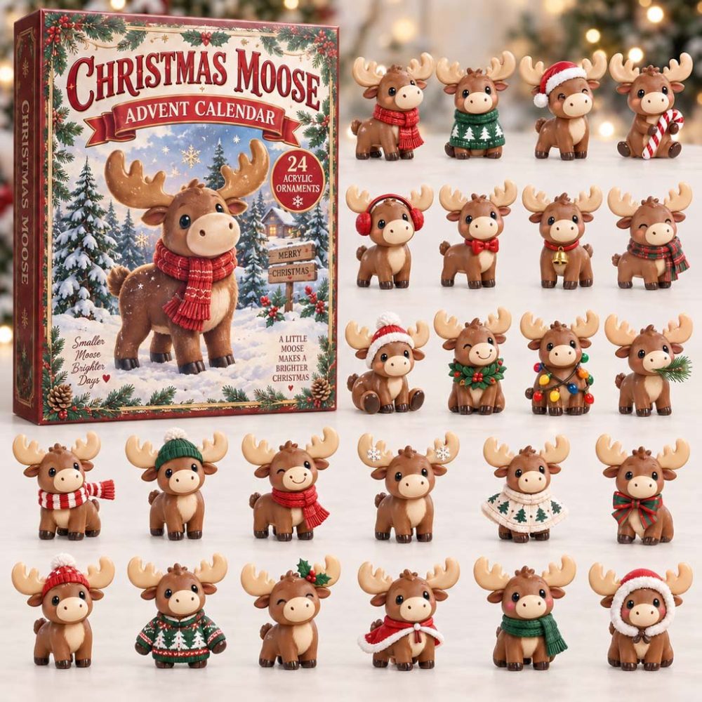 2026 Rustic 24-Day Acrylic Charm Countdown For Moose — Reusable Cabin-Style Advent Calendar, Unique Christmas Gift