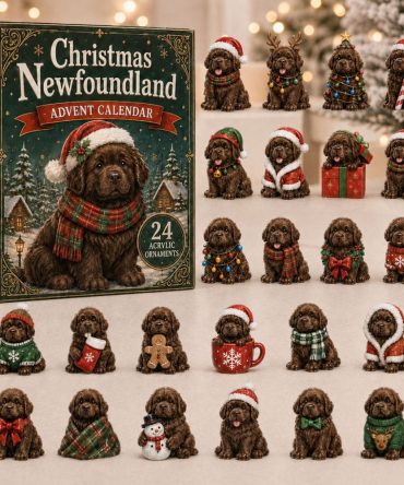 2026 Newfoundland Christmas Advent Calendar - 24-Day Acrylic Charm Countdown, Large Dog Holiday Gift & Festive Winter Decor