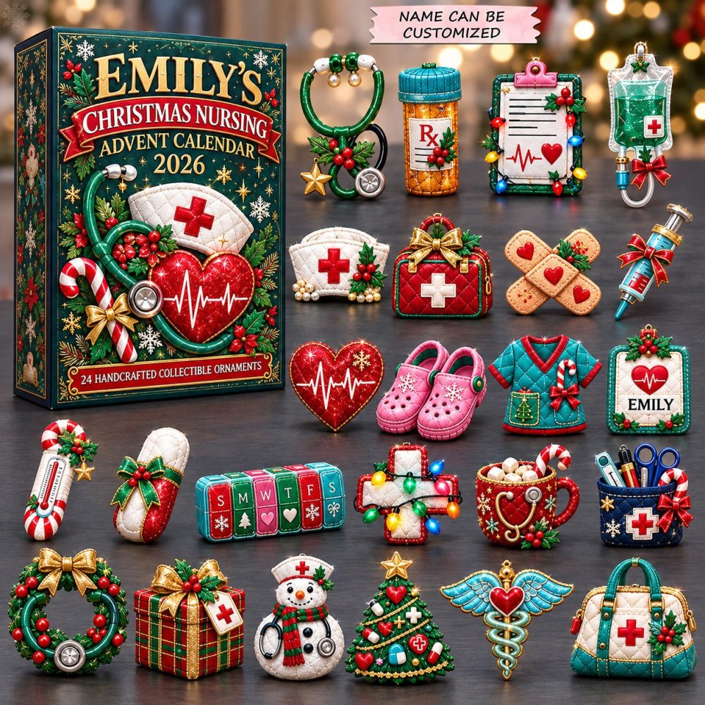 Christmas Nurse Essentials 24-Day Advent Calendar 2026 — Practical Acrylic Medical Charm Countdown For Nurses & Caregivers
