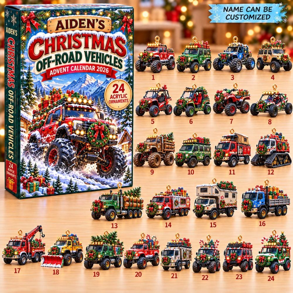 2026 Off-Road Christmas 24-Day Advent Countdown With Rugged Acrylic Charms - All-Terrain Truck Holiday Advent Calendar & Gift