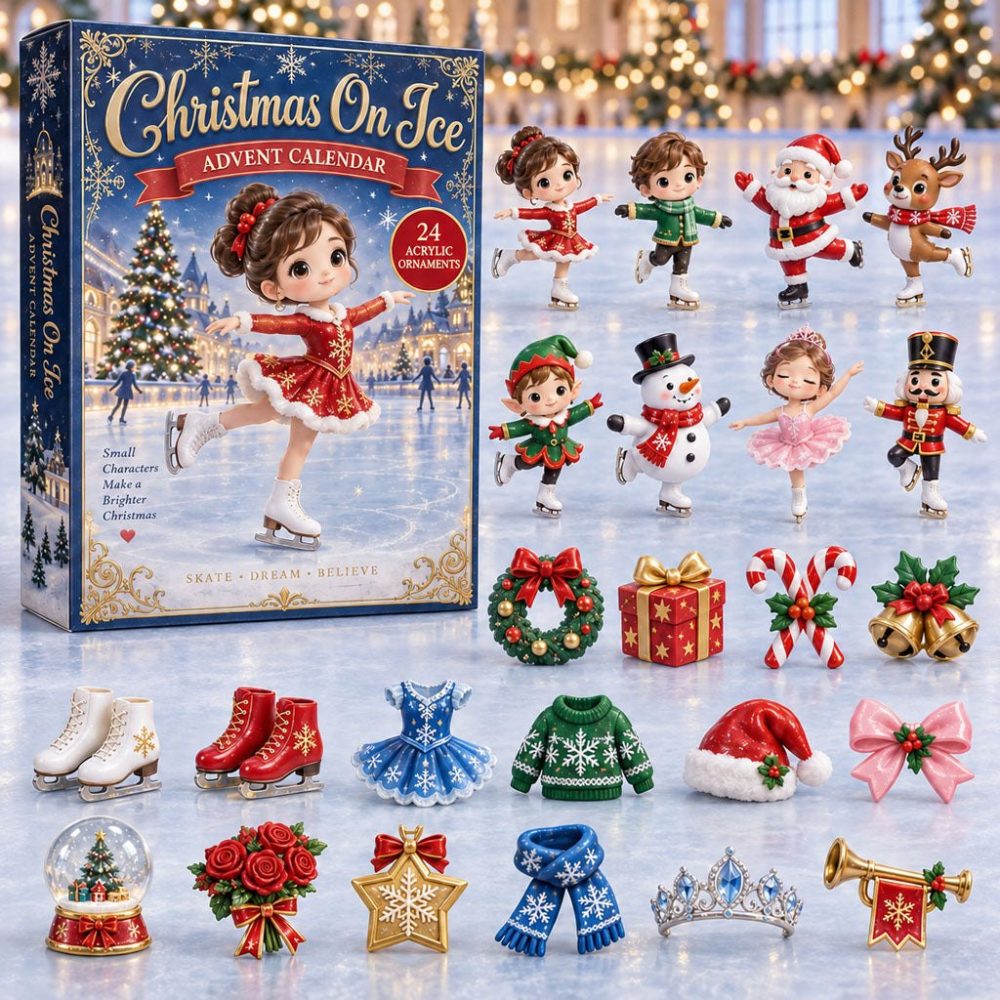 24-Day Holiday Countdown Calendar With 24 Acrylic Charms — Christmas On Ice Display Set, Festive Skating-Themed Gifts 2026
