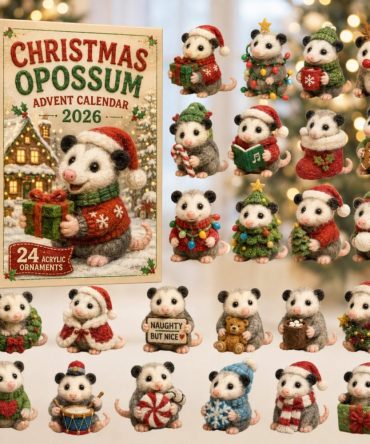 2026 Festive Opossum Christmas Advent Calendar - 24-Day Acrylic Charm Countdown, Quirky Holiday Gift & Collectible Woodland Decor