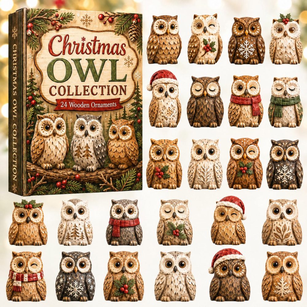 2026 Whimsical Owl Christmas Advent Calendar — 24-Day Countdown With Handcrafted Wooden Charms, Rustic Holiday Decor & Gift-Ready Edition