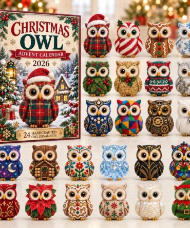 Plaid Patchwork Christmas Owl Countdown - 24 Acrylic Patchwork Owl Charms For 2026 Advent, Cozy Holiday Gift