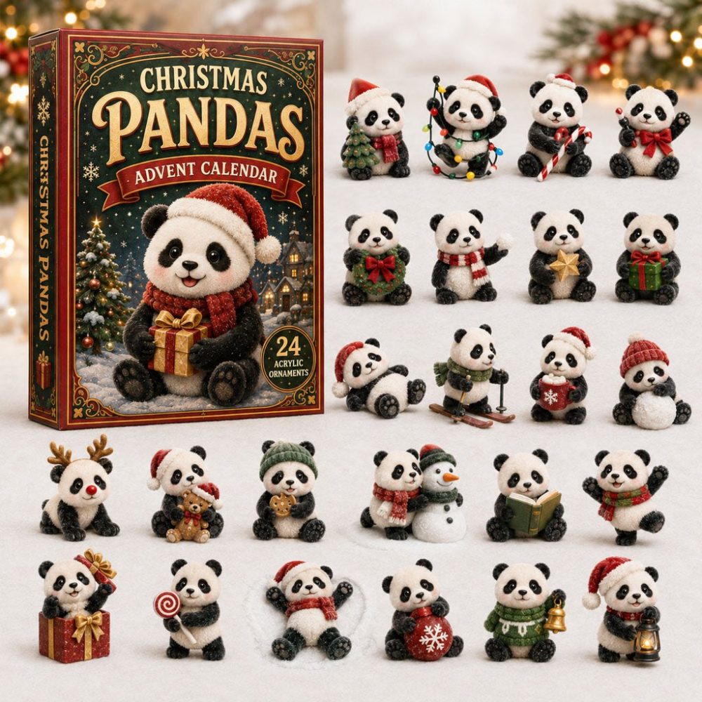 2026 Cute Pandas Holiday Advent Calendar — 24-Day Countdown With Adorable Acrylic Charms, Kids & Family Christmas Gift, Premium Seasonal Decor