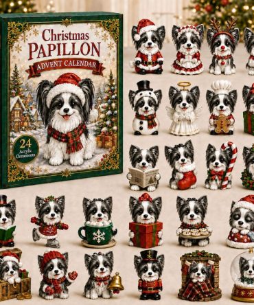 2026 Papillon Dog Advent Calendar — 24-Day Acrylic Charm Holiday Countdown, Elegant Gift For Papillon Owners & Small Breed Fans