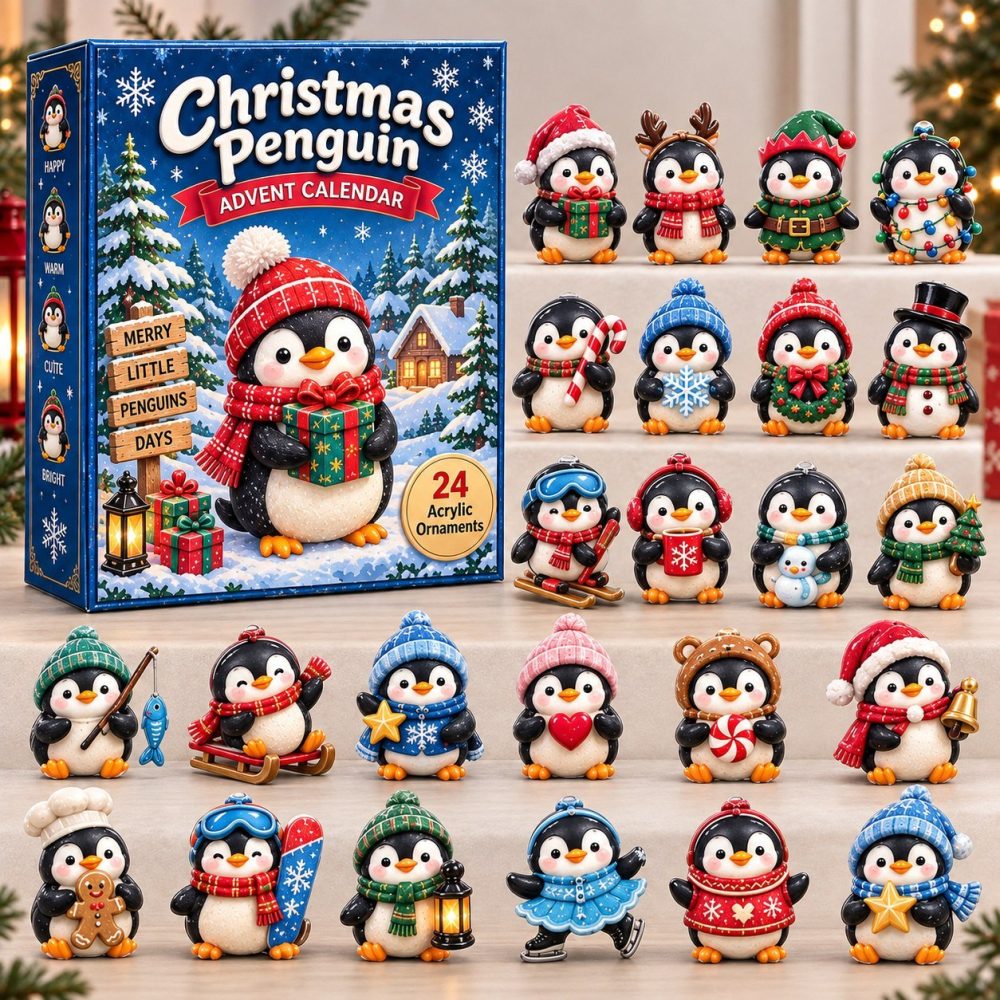 Cute Penguin 24-Day Holiday Advent Countdown With Acrylic Charms — 2026 Festive Gift Calendar For Kids & Collectors