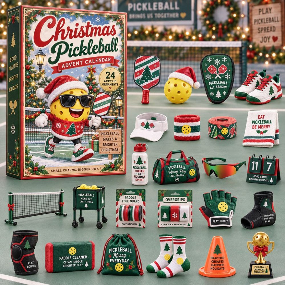 Holiday Pickleball 24-Day Christmas Countdown Calendar 2026 — Festive Paddle Acrylic Charms, Daily Seasonal Gifts For Players & Fans