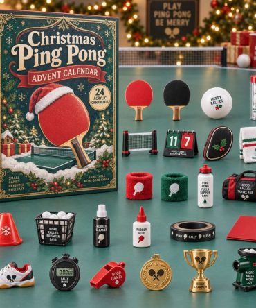 Christmas Ping Pong 24-Day Holiday Countdown Calendar 2026 — Festive Table Tennis Acrylic Charms, Daily Holiday Surprises For Players