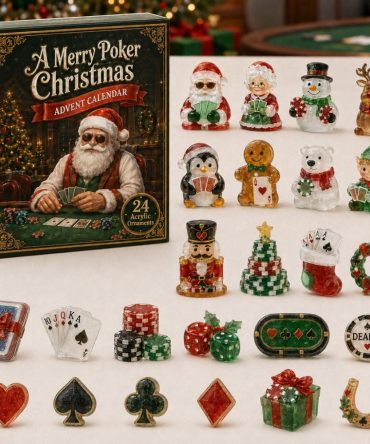 2026 Poker Night Advent Countdown — 24-Day Acrylic Charm Casino-Themed Advent Calendar, Perfect Gift For Card Players