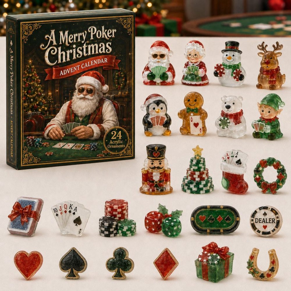 2026 Poker Night Advent Countdown — 24-Day Acrylic Charm Casino-Themed Advent Calendar, Perfect Gift For Card Players