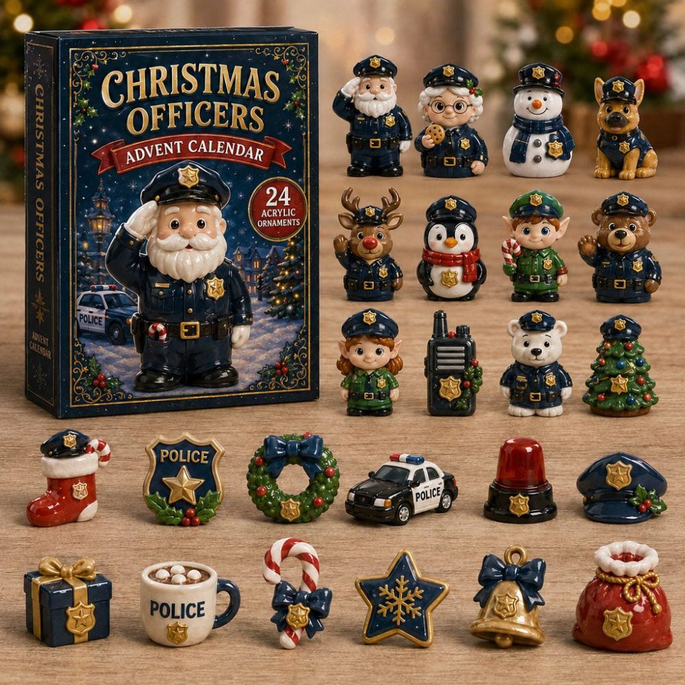 2026 Police Officer Christmas Advent Calendar - 24-Day Acrylic Charm Countdown, Honor First Responders With Holiday Gift & Keepsake