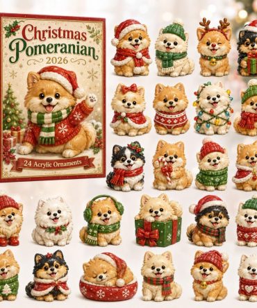 2026 Pomeranian Christmas Advent Calendar — 24-Day Acrylic Charm Countdown, Cute Pet Gift For Small Dog Fans