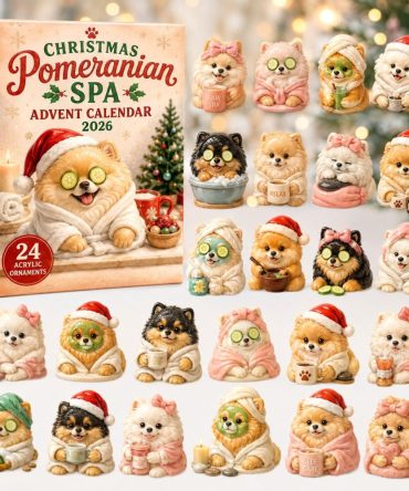 2026 Pomeranian Spa Advent Calendar — 24-Day Acrylic Charm Holiday Countdown, Pampering Dog Gifts For Pomeranian Owners