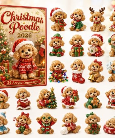 Poodle Christmas 24-Day Countdown Calendar 2026 — Acrylic Charms Dog Advent Calendar, Gift For Poodle Lovers