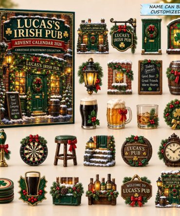 Christmas Pub Holiday Countdown - 24 Acrylic Pub-Themed Charms For 2026 Advent, Festive Party Gift & Stocking Stuffer