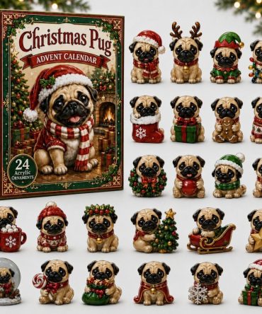 2026 Pug Christmas Advent Calendar — 24-Day Acrylic Charm Countdown, Cute Dog Gifts For Pug Lovers & Pet Parents