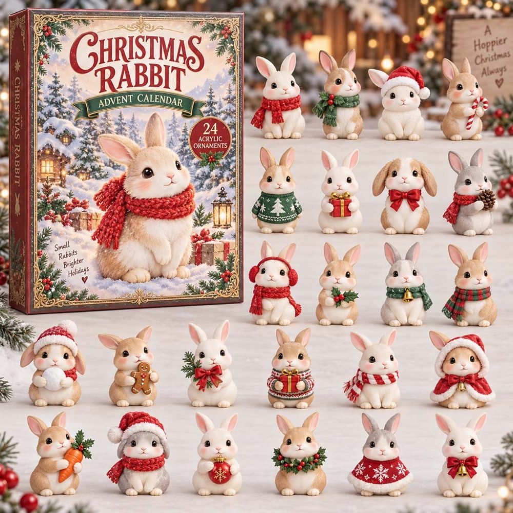 2026 Cozy 24-Day Acrylic Charm Countdown For Rabbit — Reusable Easter-Style Christmas Advent, Charming Holiday Gift