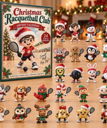 24-Day Holiday Countdown Calendar With 24 Acrylic Charms — Christmas Racquetball Club Edition, Sports Fan Stocking Stuffer 2026