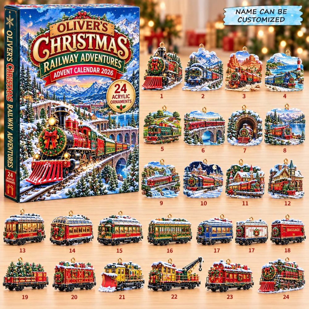 2026 Christmas Railway Adventure Countdown - 24-Day Scenic Advent Calendar With Acrylic Charms, Train-Themed Holiday Gift Set