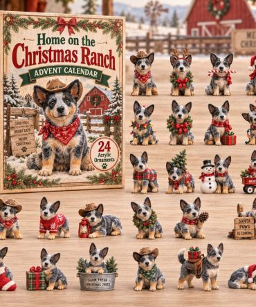 Ranch Heeler Christmas Countdown Calendar 2026 — 24 Acrylic Holiday Charms, Western Farm Dog Gift For Heeler Enthusiasts